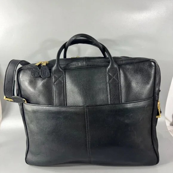 Vintage FRYE Black Leather Briefcase